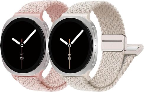 2 Pack Braided Bands for Samsung Galaxy Watch 8 Band 40mm 44mm/ 8 Classic 46mm,No Gap Magnetic Fabric Nylon Sport Strap for Samsung Galaxy Watch 8 Classic Band 46 mm/8 40 mm 44 mm men women in Kuwait