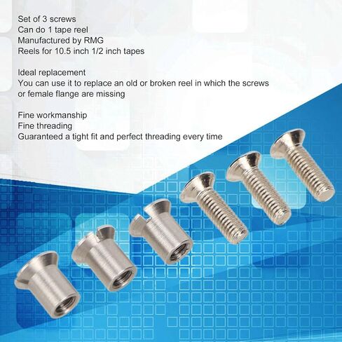 3pcs Trident Screw مجموعة لـ Teac for Ampex ، NAB Hub تأخذ مجموعة برغي بكرة (10.5 بوصة × 1/4inch) ، مع 3 مسامير و 3 مسامير الأكمام in Saudi Arabia