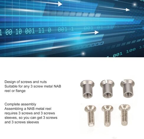 3pcs Trident Screw مجموعة لـ Teac for Ampex ، NAB Hub تأخذ مجموعة برغي بكرة (10.5 بوصة × 1/4inch) ، مع 3 مسامير و 3 مسامير الأكمام in Saudi Arabia