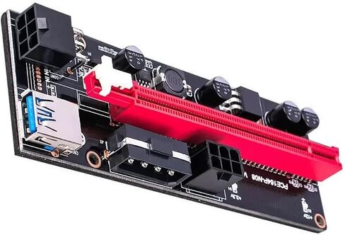 PCI-E RISER 009S 1X 16x Extender PCI E USB RISER 009S 6PIN ADAPTER CARD SATA 15PIN لبطاقة BTC USB 3.0 (RED) in Saudi Arabia