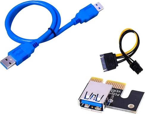 PCI-E RISER 009S 1X 16x Extender PCI E USB RISER 009S 6PIN ADAPTER CARD SATA 15PIN لبطاقة BTC USB 3.0 (RED) in Saudi Arabia