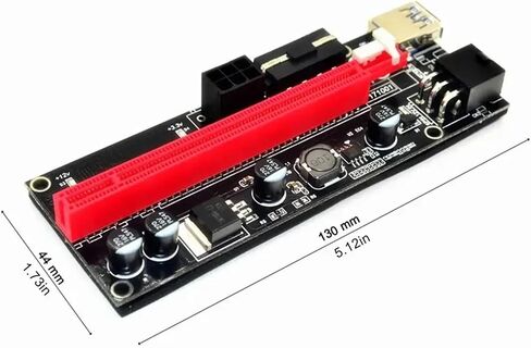 PCI-E RISER 009S 1X 16x Extender PCI E USB RISER 009S 6PIN ADAPTER CARD SATA 15PIN لبطاقة BTC USB 3.0 (RED) in Saudi Arabia