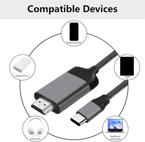 USB C لتراقب الكبل للهاتف عالية السرعة 4K 60Hz/30Hz USB C إلى HDTV كبل نقل بيانات محول المحول لجهاز الكمبيوتر المحمول الهاتف in Saudi Arabia