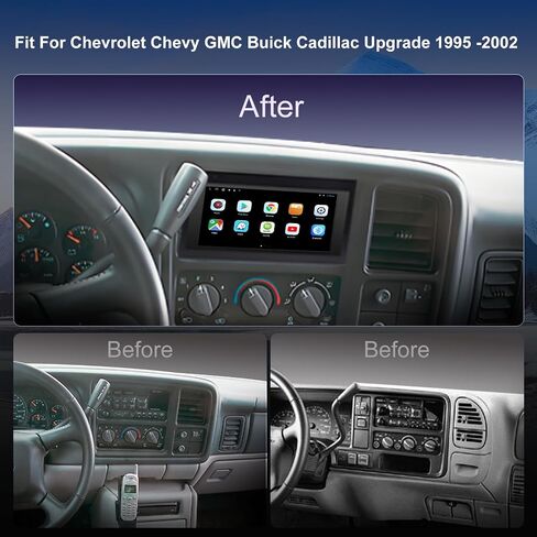 Qled Radio for Chevy GMC Buick Cadillac 1995 1996 1997 1998 1999 2000 2001 2002،8 Core Touch Screen Stereo Stereo ، Wireless Carplay و Android Auto ، كاميرا احتياطية مجانية in Kuwait