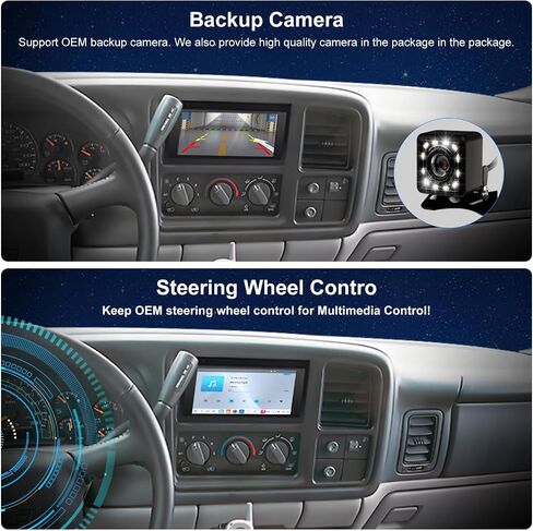 Qled Radio for Chevy GMC Buick Cadillac 1995 1996 1997 1998 1999 2000 2001 2002،8 Core Touch Screen Stereo Stereo ، Wireless Carplay و Android Auto ، كاميرا احتياطية مجانية in Kuwait