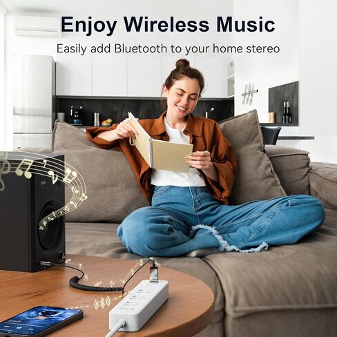 1Mii Aux Bluetooth 5.4 Adapter for Car, USB Powered to 3.5mm Jack Bluetooth Receiver for Car Audio Home Stereo, Wireless Audio Kit for Hands-Free Calls and Wireless Music Streaming, Plug and Play in Saudi Arabia
