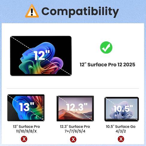 واقي شاشة Moko 2 Pack لـ Microsoft Surface Pro 12 Inclate 2025 ، واقي أفلام زجاجي مقسّر 9H لـ Surface Pro 12 بوصة ، ودعم السطح وقرص الحالات واللمس الحساسة in Kuwait