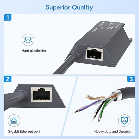 Ethernet Adapter Gen2 Compatible with Starlink Router and Dish, Type-D Mini Plug to RJ45 Gigabit LAN Adapter, 3FT Heavy-Duty, Compatible with PC, TV, Game Console, Printer, VoIP, Camera in Saudi Arabia