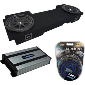 Ammarony Audio متوافق مع 2002-2013 Chevy Silverado HD Crew Truck Kicker Bundle Comp C12 Dual 12 "Sub Box lebromge & Harmony HA-A800.1 AMP in Kuwait