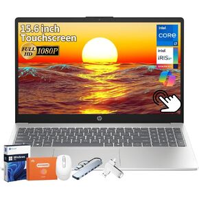 HP 15.6" Touchscreen Business Laptop 2025 New, 15.6inch Anti-Glare FHD, Intel i7-1355U(Up to 5.0GHz), Intel Iris Xe GPU, 64GB RAM, 2TB SSD, Fast Charge, HD Audio & Camera, Windows 11 Pro, Accessories in Kuwait