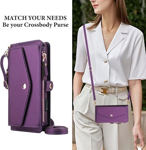علبة الهاتف لـ iPhone 16 Pro Max 6.9 بوصة تغطية محفظة متوافقة مع RFID شاشة الشاشة Crossbody Lanyard STRAP FLIP حامل بطاقة SLOT SHIPPER I PHONE16 16PRO I16 PROMAX 16PROMAX in Saudi Arabia