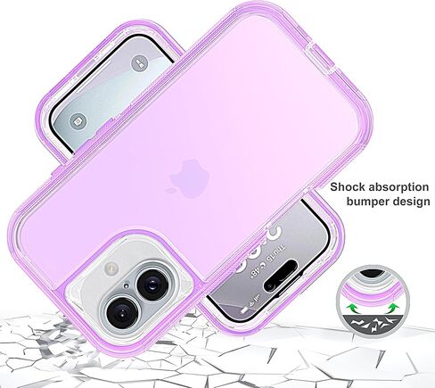 حالة متوافقة مع iPhone 15 صدمة مكافحة الخدمة الثقيلة 3 في 1 360 علبة الجسم الكاملة (الأرجواني) in Saudi Arabia