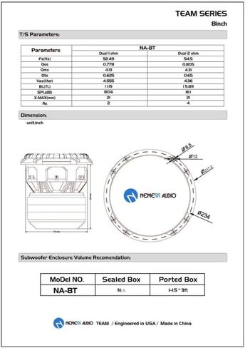 Nemesis Audio NA-8T D1 8 "1500W RMS Dual 1-Ohm Voice Coil COR SPROOFER in Kuwait