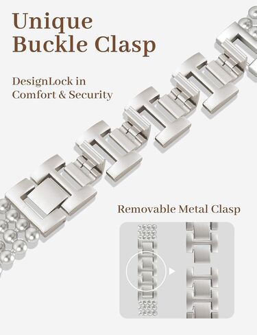 JR.DM Beaded Bracelet Band Women Compatible With Apple Watch 38mm 40mm 41mm 42mm 44mm 45mm 46mm, Adjustable Metal Replacement Strap, Fashion Dressy Wristband For iWatch SE Series 10/9/8/7/6/5/4/3/2/1 in Kuwait