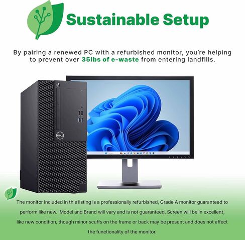Dell Optiplex 3070 Tower -INTEL CORE I5 9th Gen Hexa -Core Processor ، 16GB DDR4 RAM ، وشاشة SSD 1 تيرابايت ، و CHADRO P620 2GB ، ولوحة المفاتيح السلكية والماوس ، و Windows 11 Pro ، 24 "شاشة (متجددة) in Saudi Arabia