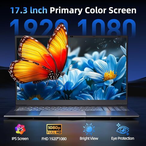 SGIN Windows 11 Laptops, 17.3 Inch Laptop Computer with Core i3 CPU, 4GB DDR4 128GB SSD, 60800mWh Battery, FHD IPS Display, Type-C, 5G WiFi, BT4.2, Webcam, USB3.2, HDMI, for Student and Business in Saudi Arabia