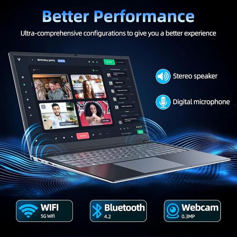 SGIN Windows 11 Laptops, 17.3 Inch Laptop Computer with Core i3 CPU, 4GB DDR4 128GB SSD, 60800mWh Battery, FHD IPS Display, Type-C, 5G WiFi, BT4.2, Webcam, USB3.2, HDMI, for Student and Business in Saudi Arabia