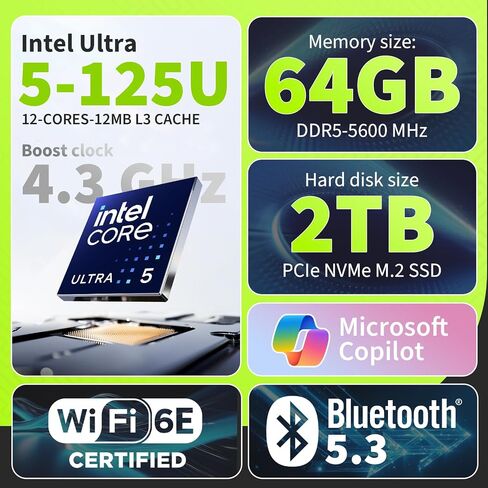 HP Probook 460 G11 Business Business Captop ، 16 "عرض FHD ، Intel Core Ultra 5 125U (Beats I7-1355U) ، 64GB DDR5 RAM ، 2TB SSD ، Win 11 Pro مع Al Copilot ، Wi-Fi 6E ، RJ-45 ، Wolf Security ، G255 Pro in Kuwait