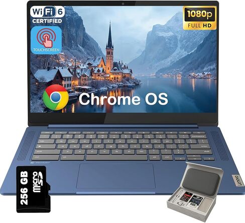 Lenovo Ideapad Slim 3 Chromebook-14 '' Full HD Touchscreen Captop ، 8-Core Mediatek Kompanio 520 ، 64GB RAM ، 128TB SSD 64GB EMMC & 256GB Micro SD ، Wi-Fi 6 ، W/Accessories in Kuwait