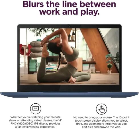 Lenovo Ideapad Slim 3 Chromebook-14 '' Full HD Touchscreen Captop ، 8-Core Mediatek Kompanio 520 ، 64GB RAM ، 128TB SSD 64GB EMMC & 256GB Micro SD ، Wi-Fi 6 ، W/Accessories in Kuwait