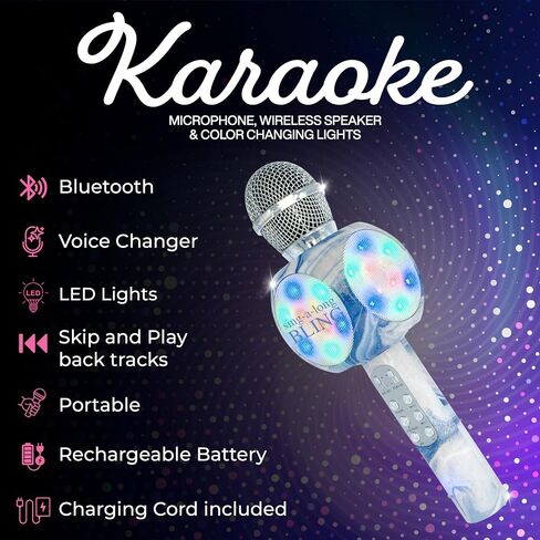 Sing-Along Bluetooth Karaoke Microphone and Bluetooth Stereo Speaker, Swirl Edition, All-in-One (Swirl Blue) in Saudi Arabia