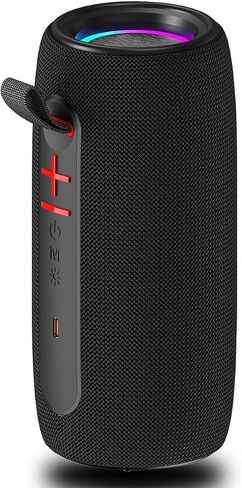 Wireless Portable Bluetooth Speaker: IPX6 Waterproof Outdoor Audio,fm Radio,USB/AUX/SD Card Play,LEDlights,TWS interconnected Stereo,Travel/Camping/Bike/Family/Party（Black） in Saudi Arabia