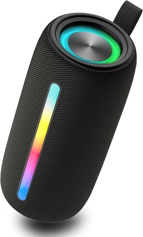 Wireless Portable Bluetooth Speaker: IPX6 Waterproof Outdoor Audio,fm Radio,USB/AUX/SD Card Play,LEDlights,TWS interconnected Stereo,Travel/Camping/Bike/Family/Party（Black） in Saudi Arabia