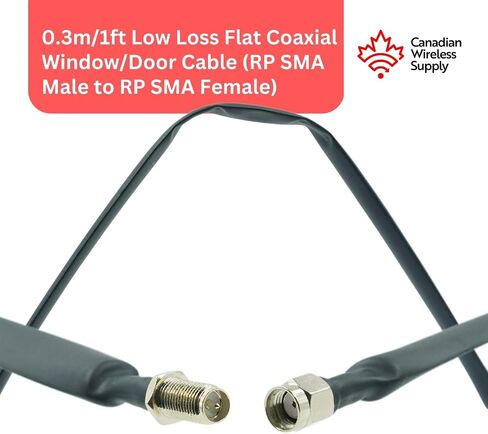 كابل مسطح RP SMA ذكر إلى RP SMA نافذة الإناث وتغذية الباب من خلال محول امتداد الكابلات المحورية لوراء WiFi Lorawan Antenna Bobcat Nebra Rak Helium Heleium Hint Hnt Miner Mining Antenna 12 Int (0.3m) in Saudi Arabia