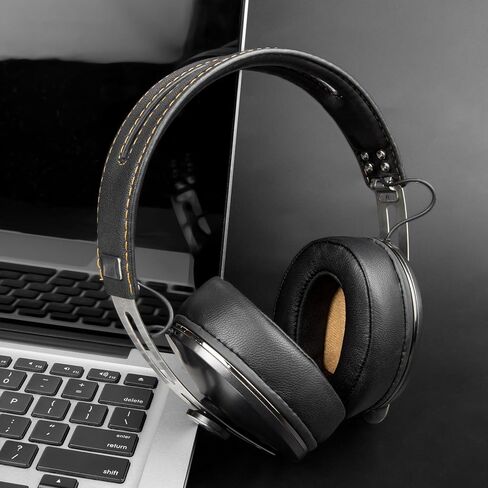SOULWIT Lambskin Replacement Ear Pads for Sennheiser Momentum 2.0 (M2)/HD1 Wireless Over/Around Ear Headphones, Cushions with Noise Isolation Memory Foam - Black in Saudi Arabia