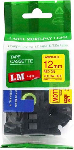 أشرطة LM-متوافقة مع Brother PT-D210 طابعة تسمية 12 مم أحمر على شريط Tze P-Touch المتوافق الأصفر (1/2 "0.47 مصممة لـ PTOUCH PTD210 صانع الملصقات in Saudi Arabia