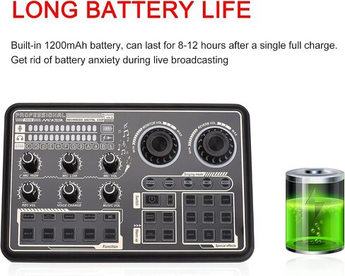 Audio Mixer, Multi Function Digital External Sound Card for Computer Smartphone Singing Recording in Saudi Arabia