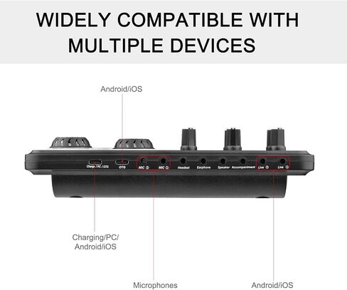 Audio Mixer, Multi Function Digital External Sound Card for Computer Smartphone Singing Recording in Saudi Arabia