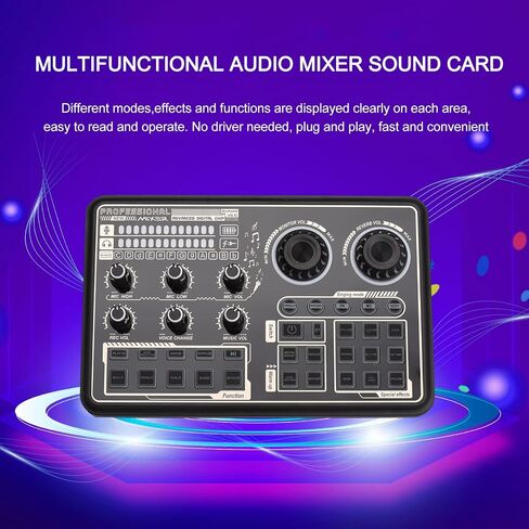 Audio Mixer, Multi Function Digital External Sound Card for Computer Smartphone Singing Recording in Saudi Arabia
