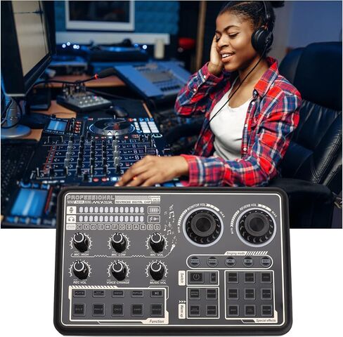 Audio Mixer, Multi Function Digital External Sound Card for Computer Smartphone Singing Recording in Saudi Arabia