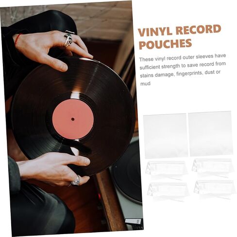 25pcs Vinyl Record Sleeve Covers Transparent Adhesive Protection for Outer Albums Dust Static for Storing and Displaying Your Collection in Kuwait