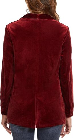 MINTLIMIT Women's Velvet Blazer Long Sleeve Jacket Shawl Lapel Open Front Casual Blazers Jackets with Pockets Black in Saudi Arabia
