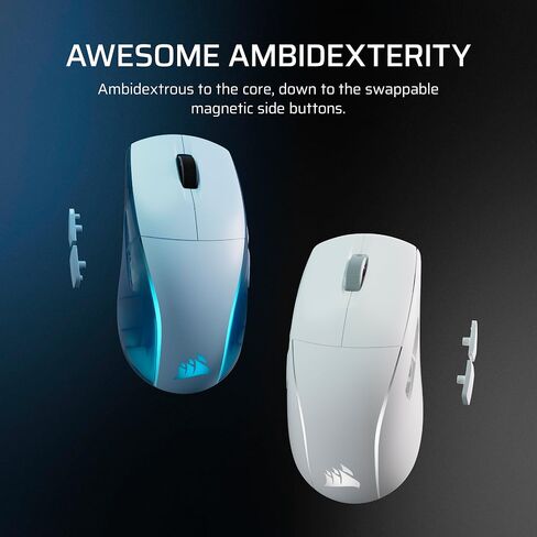 Corsair M75 اللاسلكي RGB MOUSE LIGHTUELIGHT GAMING لـ MAC - 26000 DPI ، أزرار جانبية قابلة للتبديل ، مفاتيح ضوئية ، متوافقة مع ICUE - Frost White in Saudi Arabia