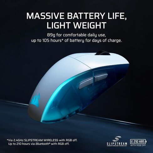 Corsair M75 اللاسلكي RGB MOUSE LIGHTUELIGHT GAMING لـ MAC - 26000 DPI ، أزرار جانبية قابلة للتبديل ، مفاتيح ضوئية ، متوافقة مع ICUE - Frost White in Saudi Arabia