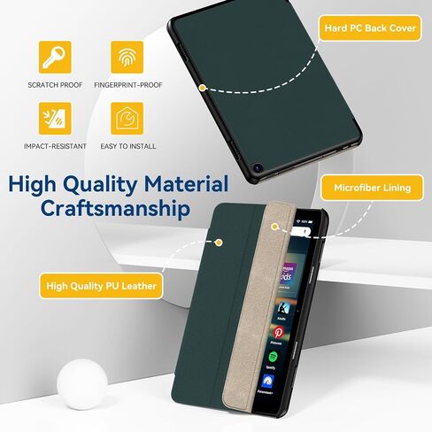 Fire HD 8 Tablet Case(12th/10th Generation, 2024/2022/2020 Release), Ubearkk Lightweight Slim Shell Quality PU Leather Trifold Stand Cover Auto Wake/Sleep-Grass Green in Kuwait