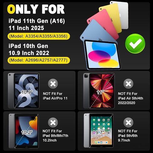 avakot for iPad A16 Case 11th Generation 11 Inch 2025/ iPad 10th Generation Case 10.9 Inch 2022, Heavy Duty Military Grade Shockproof Cover with Pencil Holder for i Pad 11/10 Gen, Navy Blue in Kuwait