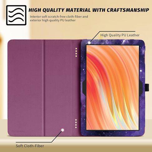 Famavala Folio Case Compatible for 10.1" Fire HD 10 Tablet (11th/13th Generation, 2021/2023 Released), Slim Cover with Auto Wake/Sleep, Lenovo M10 2023 Tab (Purple Marble) in Kuwait