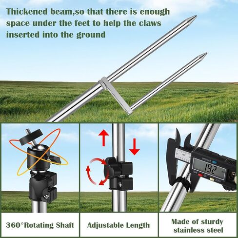 2 Pack Trail Camera Stand Mount Foldable Stainless Steel Game Camera Stand Bracket 360° Adjustable 1/4''-20 (6mm) Screw Connection Trail Stake with Camo Tapes for Deer Cam Accessories in Saudi Arabia
