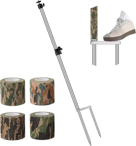 2 Pack Trail Camera Stand Mount Foldable Stainless Steel Game Camera Stand Bracket 360° Adjustable 1/4''-20 (6mm) Screw Connection Trail Stake with Camo Tapes for Deer Cam Accessories in Saudi Arabia