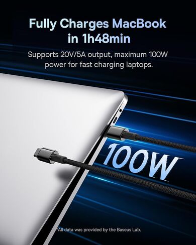 BASEUS USB C CABLE ، PD 100W 6.6ft قابل للسحب USB C إلى USB C كبل شحن سريع كابل USB C ، 2 حزمة 3.3 قدم 100W 5A شحن سريع USB C إلى USB C كبل in Saudi Arabia