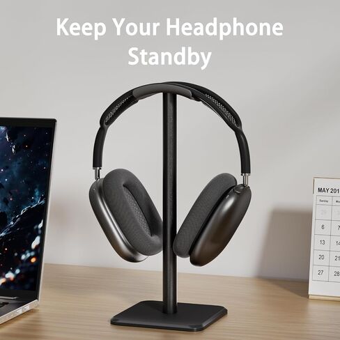 حامل سماعات الرأس - حامل سماعات الرأس مع شماعات الألمنيوم ، حامل سماعة الرأس لـ AirPods Max ، Sony ، Bose ، Beats والمزيد (أسود) in Saudi Arabia