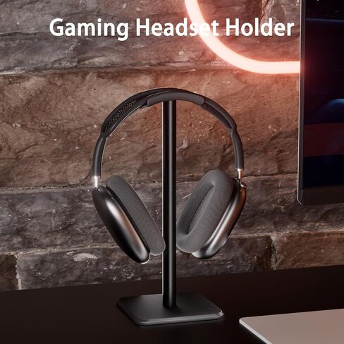 حامل سماعات الرأس - حامل سماعات الرأس مع شماعات الألمنيوم ، حامل سماعة الرأس لـ AirPods Max ، Sony ، Bose ، Beats والمزيد (أسود) in Saudi Arabia