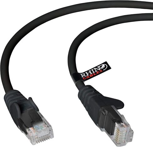 Rhinocables Cat 6 Cable Gigabit Ethernet عالية السرعة - الرصاص شبكة التصحيح للشبكة LAN | utpless UTP مع سترة LSZH | موصل RJ45 - الإنترنت ، جهاز التوجيه ، المودم ، التلفزيون الذكي ، الكمبيوتر الشخصي والمزيد (6 أقدام ، أسود) in Kuwait