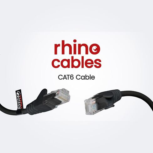 Rhinocables Cat 6 Cable Gigabit Ethernet عالية السرعة - الرصاص شبكة التصحيح للشبكة LAN | utpless UTP مع سترة LSZH | موصل RJ45 - الإنترنت ، جهاز التوجيه ، المودم ، التلفزيون الذكي ، الكمبيوتر الشخصي والمزيد (6 أقدام ، أسود) in Kuwait