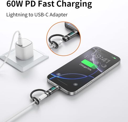 mcdodo 36W USB-C to Ligtning Adapter with Digital Display, Type-C Female to Lightning Male Adapter Support PD Fast Charging&Data Transfer, Fit for iPhone 14/13/12/11/XS/XR/SE,iPad,AirPods,iPod Touch in Saudi Arabia