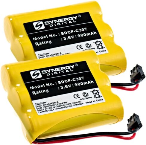 Synergy Digital Cordless Phone Batteries, Compatible with Panasonic KX-TC935-B Cordless Phone, (Ni-CD, 3.6V, 900 mAh), Pack Includes: 2 x SDCP-C307 Batteries in Saudi Arabia